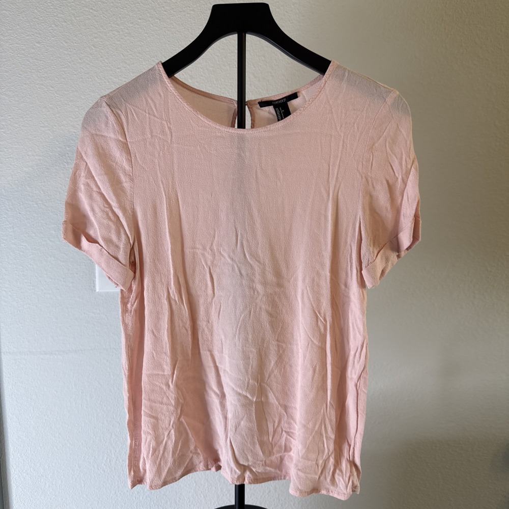 Forever 21 Women's Blouse Short Sleeve Pink Size S